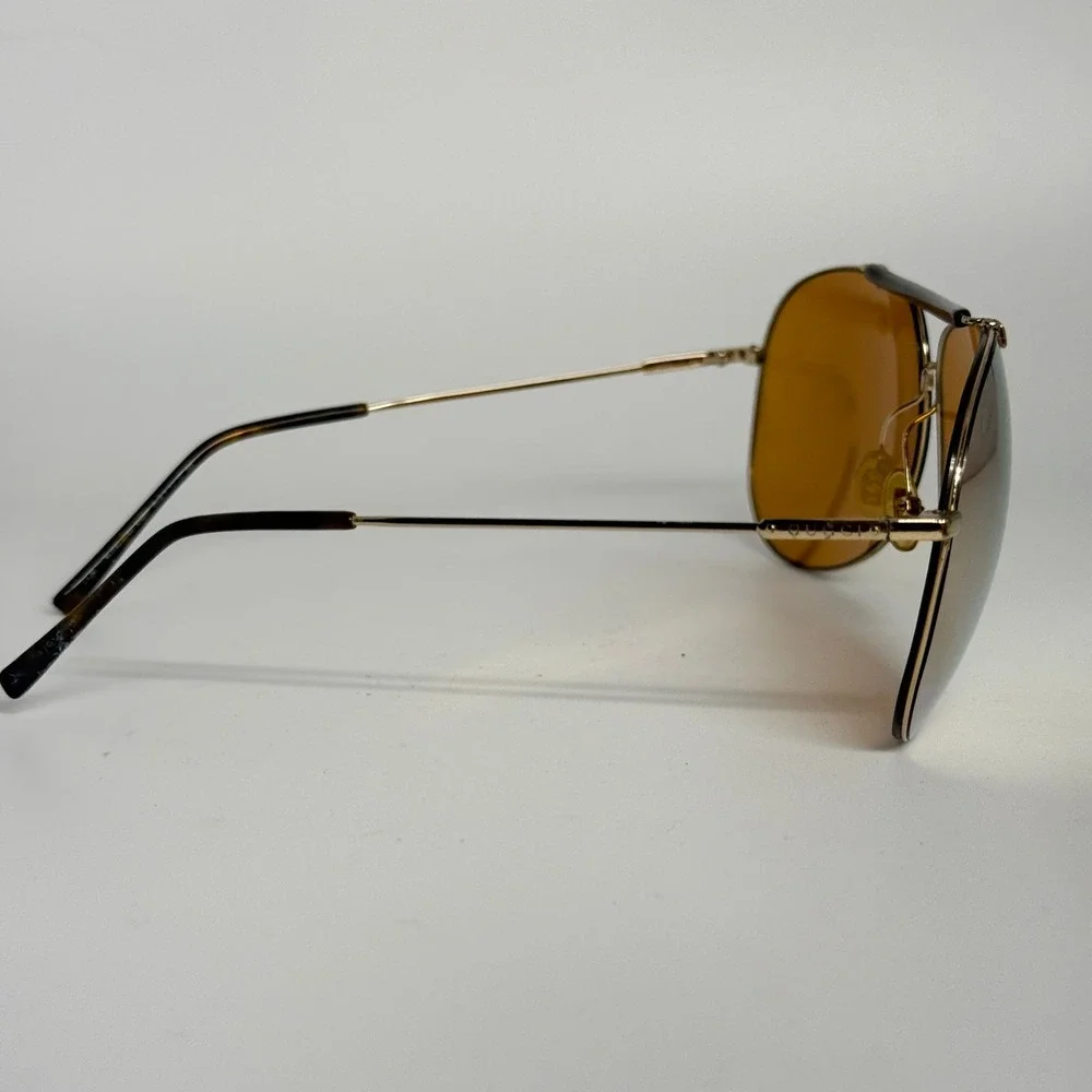 Gucci GG 1852/S Gold Aviator Sunglasses Mirrored‎ Lenses Tortoise Trim Italy